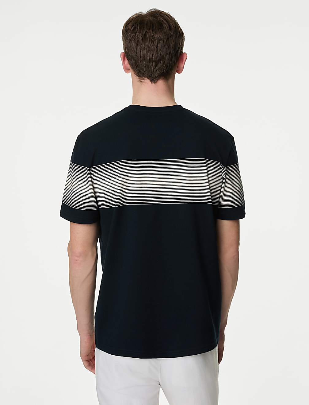 Pure Cotton Striped Crew Neck T-Shirt
