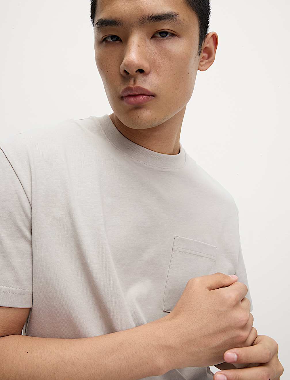 Buy Pure Cotton Midweight Pocket T-shirt at Marks & Spencer