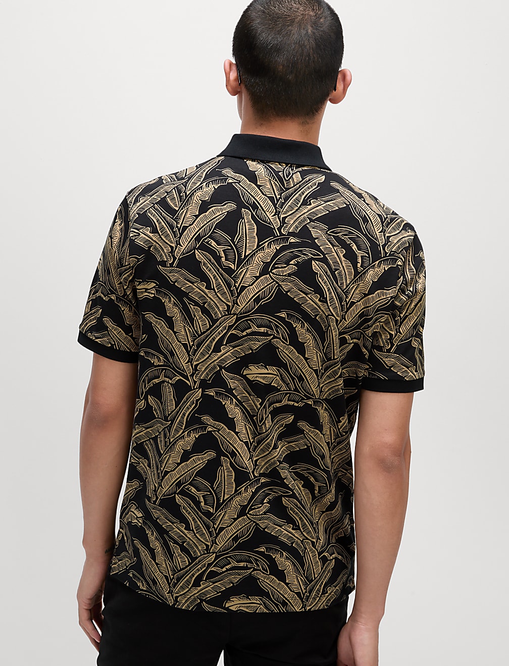 Pure Cotton Banana Leaf Print Polo Shirt