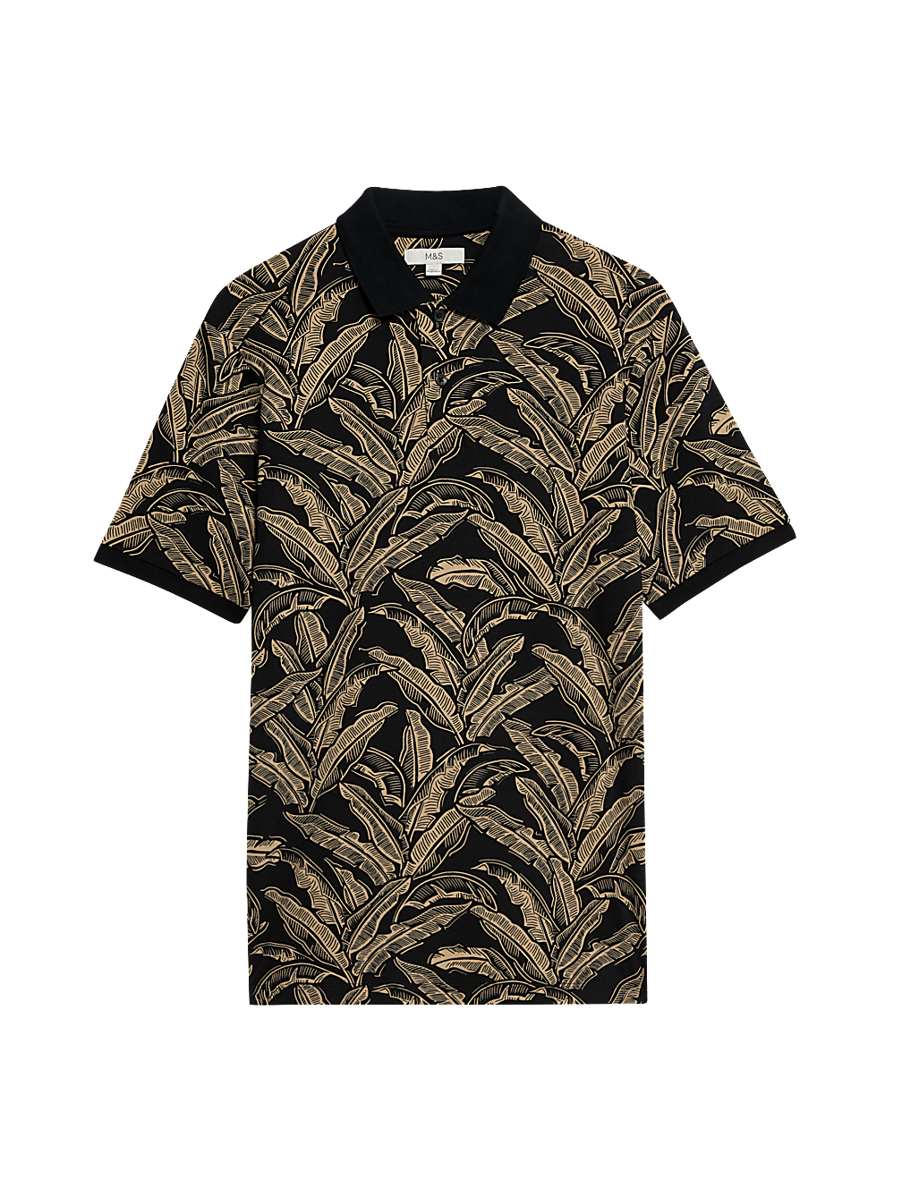Pure Cotton Banana Leaf Print Polo Shirt