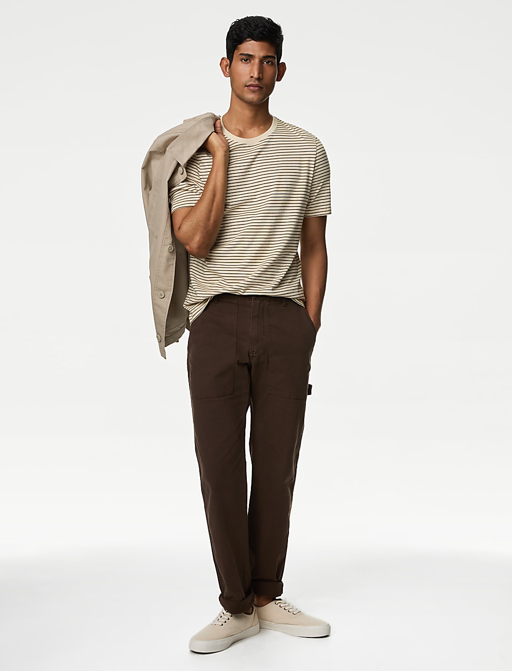Pure Cotton Striped Crew Neck T-Shirt