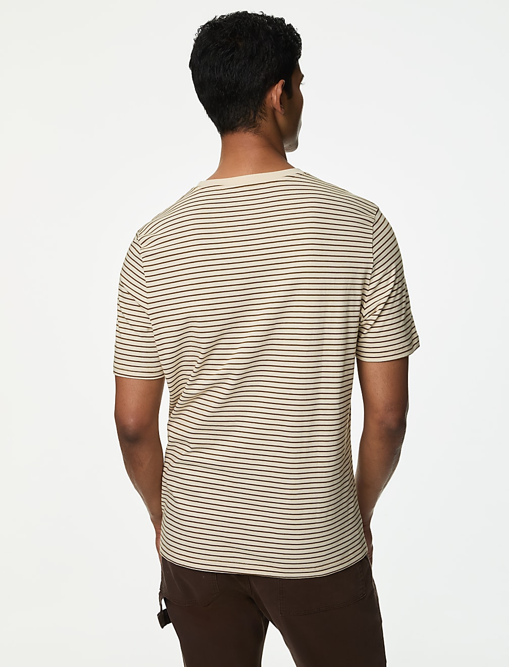 Pure Cotton Striped Crew Neck T-Shirt