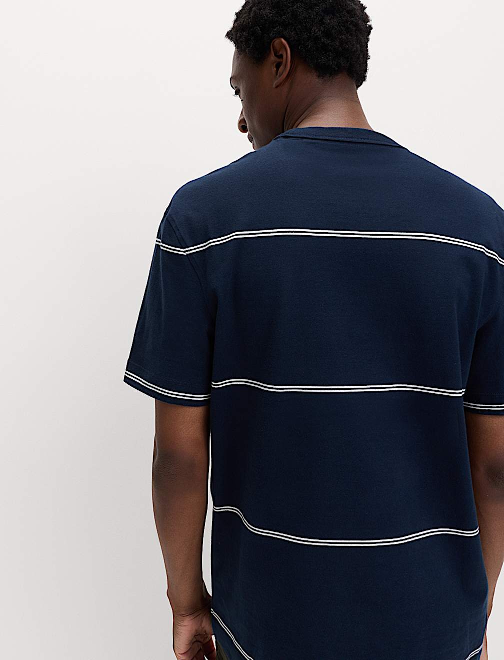 Pure Cotton Striped Relaxed Crew Neck T-Shirt