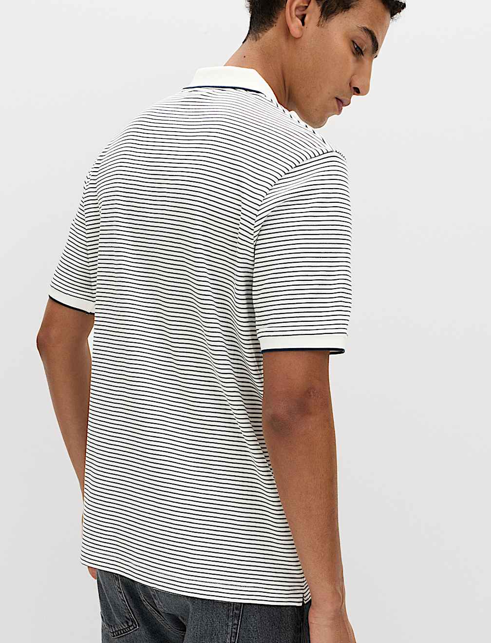 Pure Cotton Striped Polo Shirt