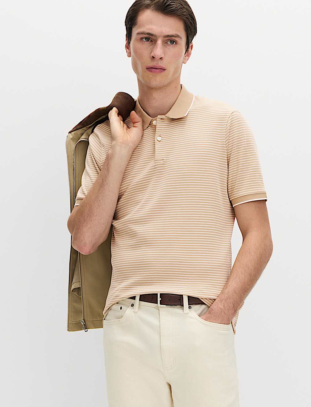 Pure Cotton Striped Polo Shirt