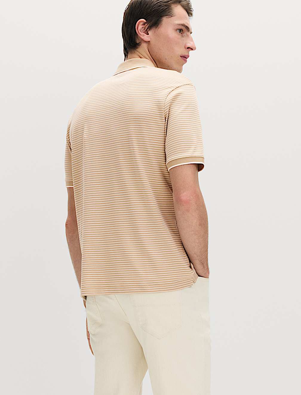 Pure Cotton Striped Polo Shirt