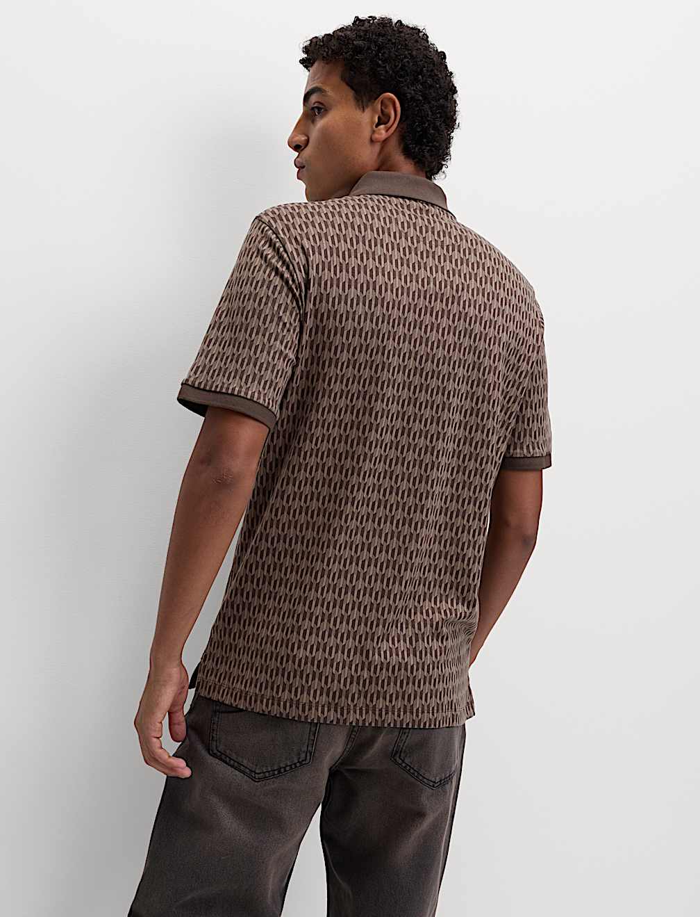 Pure Cotton Geometric Print Polo