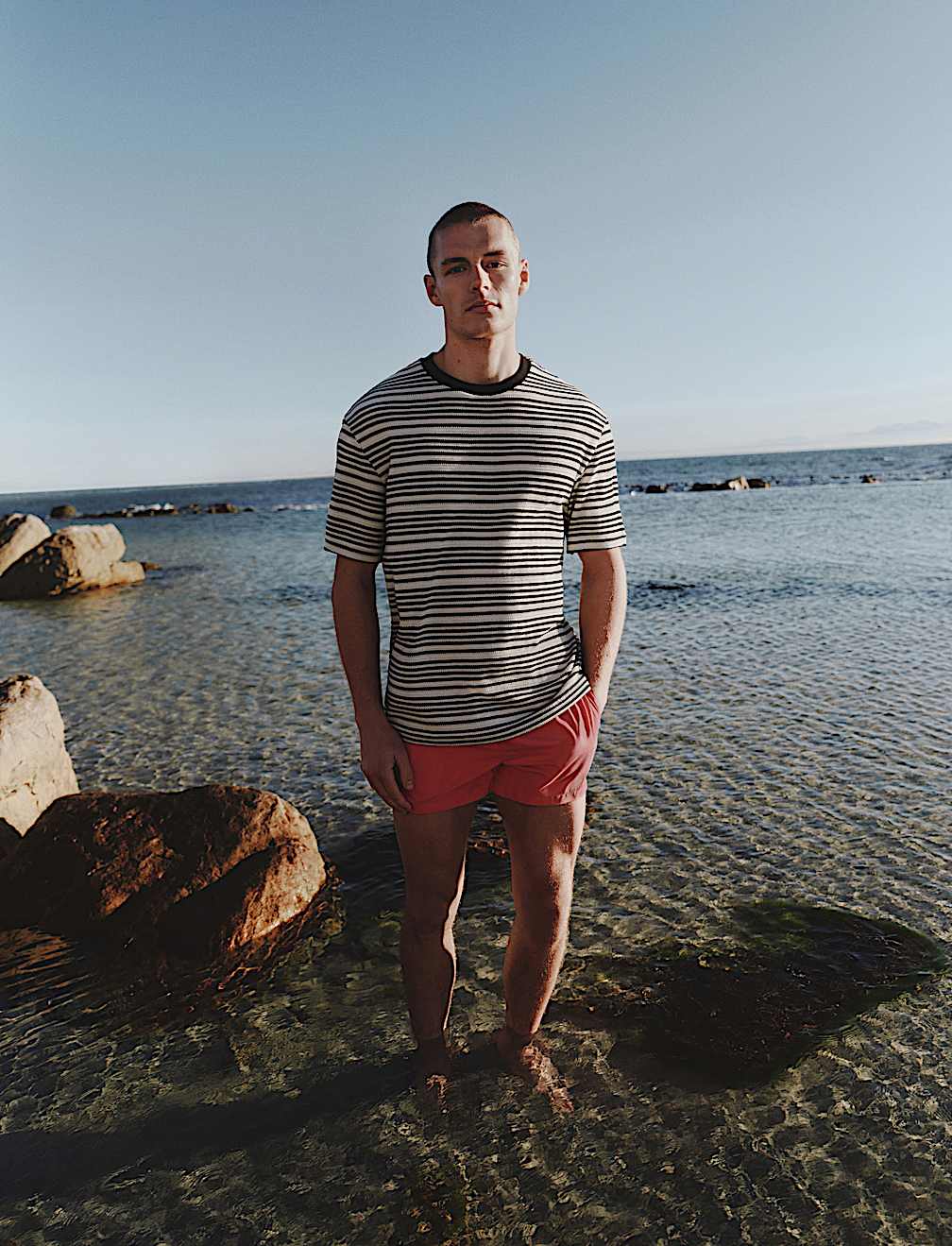 Relaxed Fit Cotton Rich Textured Striped T-Shirt