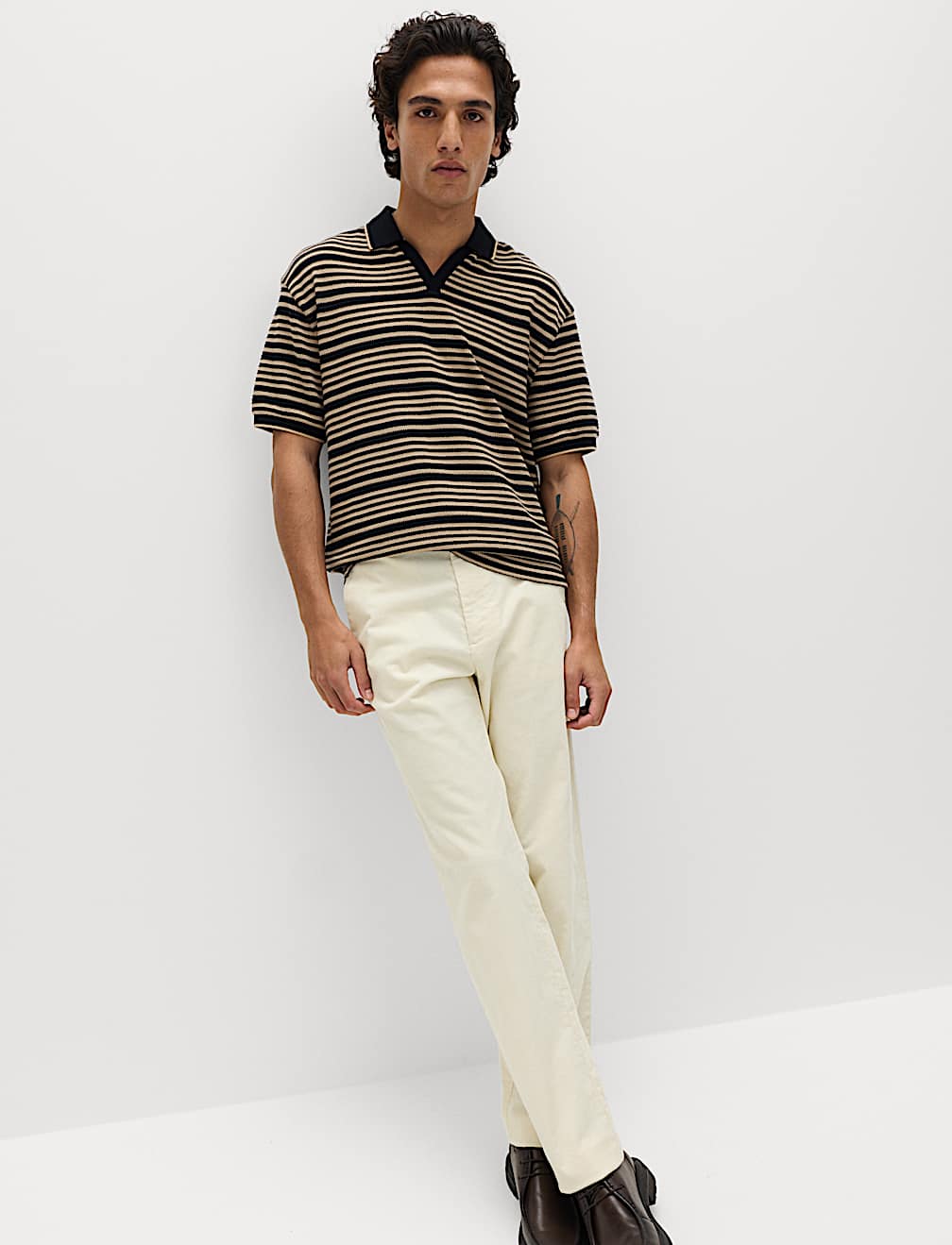 Relaxed Fit Cotton Rich Textured Polo Shirt