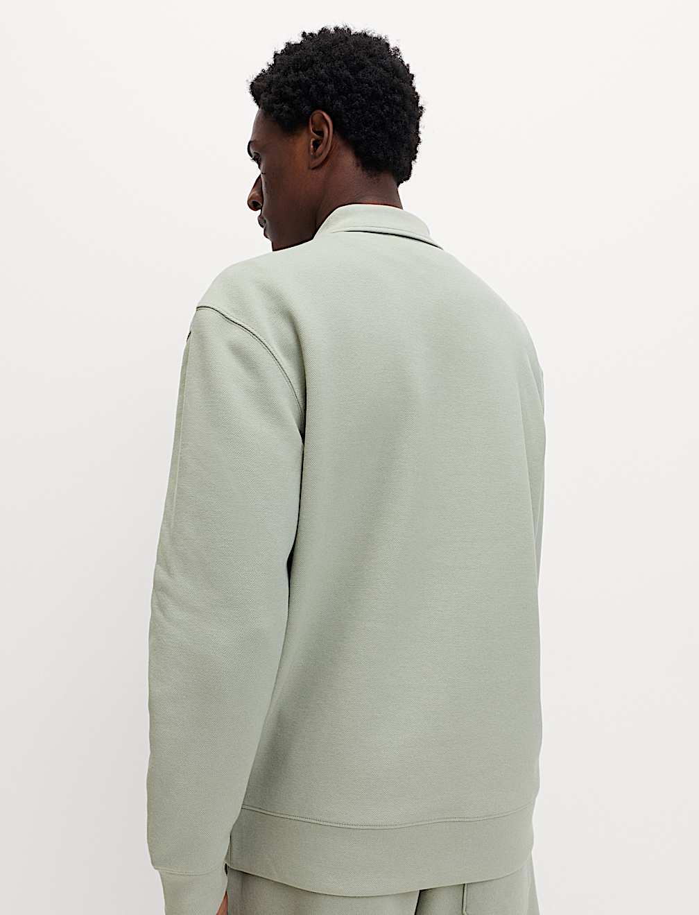 Cotton Blend Pique Half Zip Top