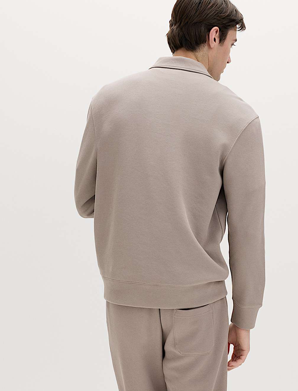 Cotton Blend Pique Half Zip Top