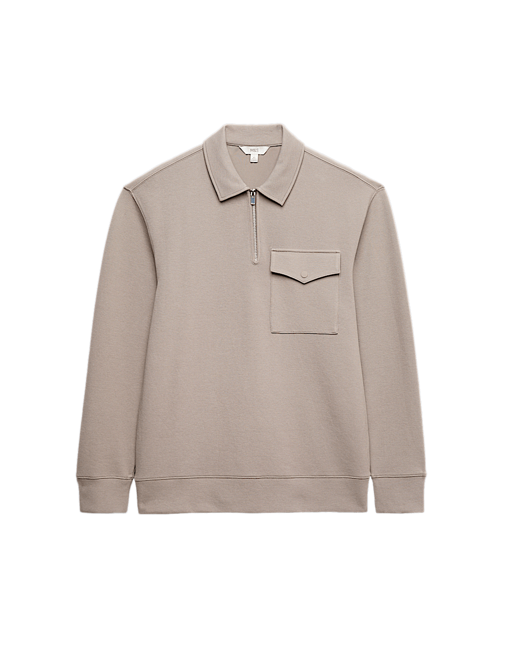 Cotton Blend Pique Half Zip Top