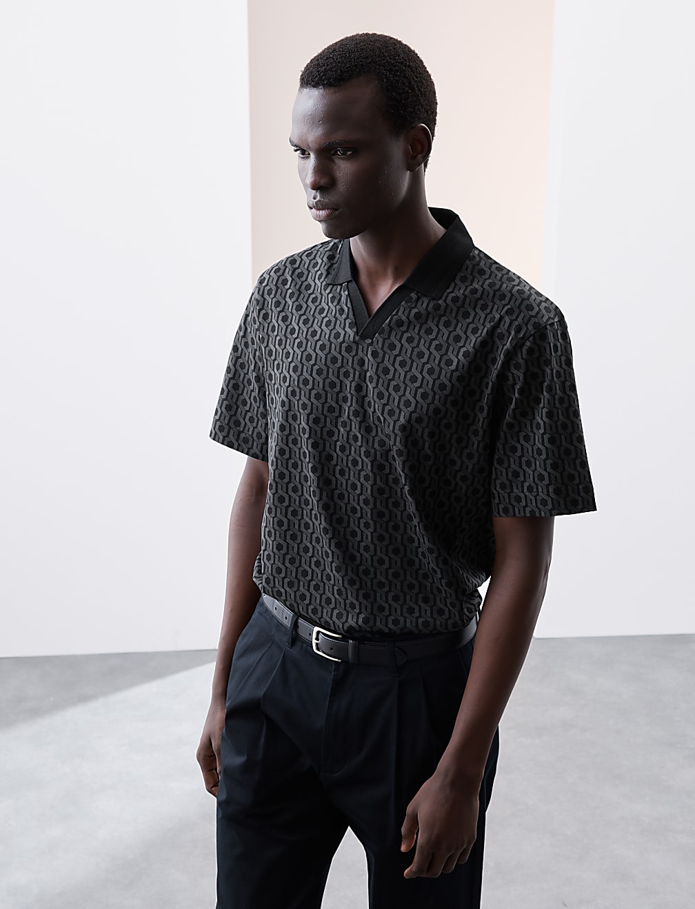 Pure Supima® Cotton Geometric Polo Shirt