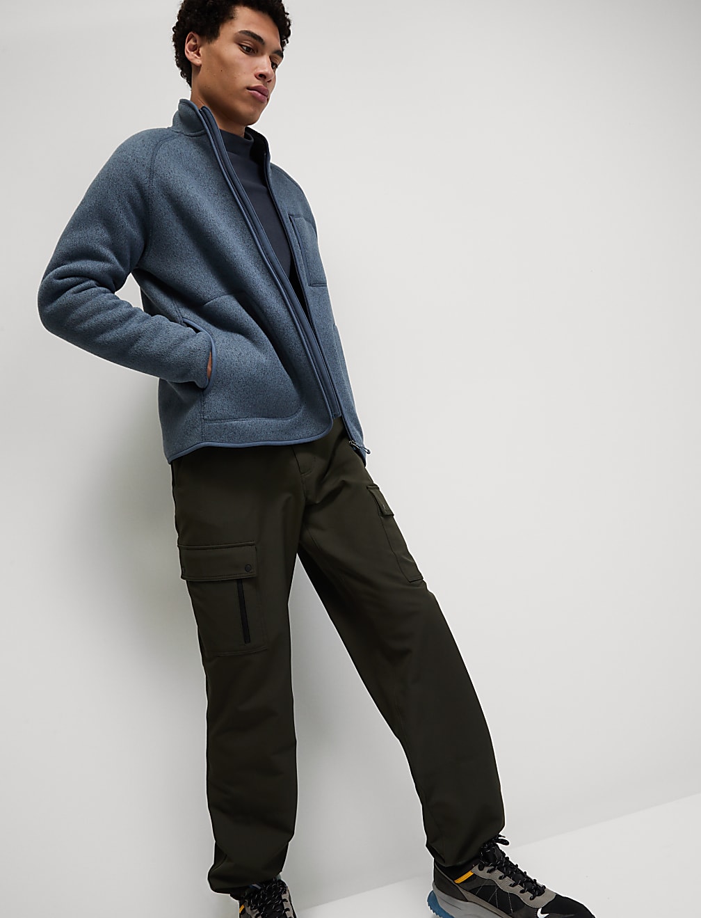 Fleece Lined Knitted Zip Up Jacket