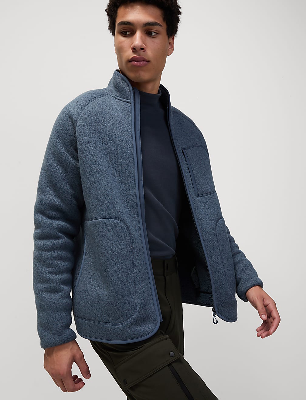 Fleece Lined Knitted Zip Up Jacket