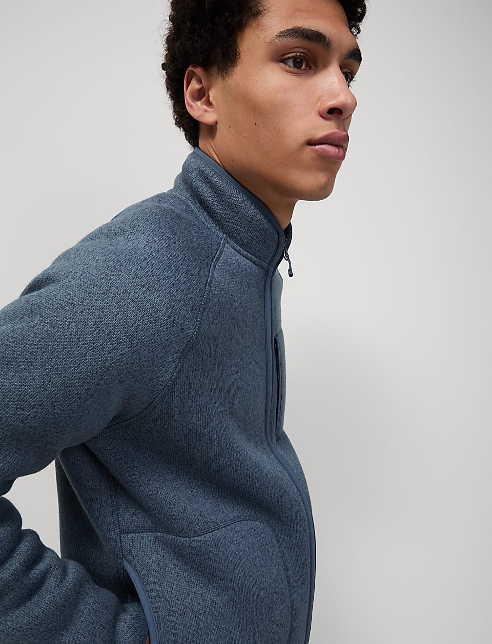 Fleece Lined Knitted Zip Up Jacket