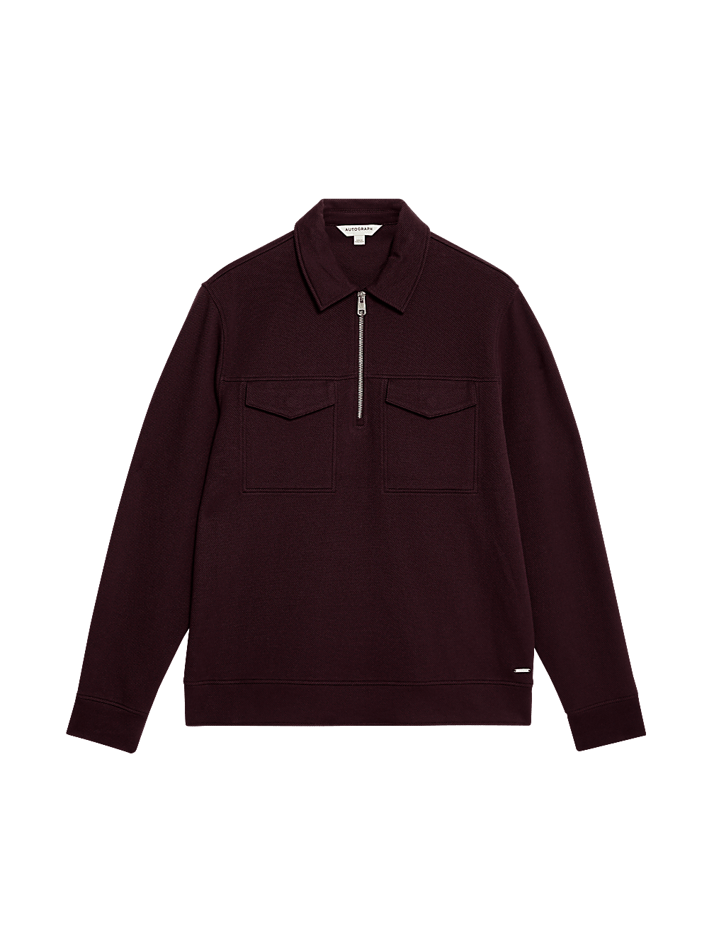 Cotton Rich Textured Half Zip Sweatshirt