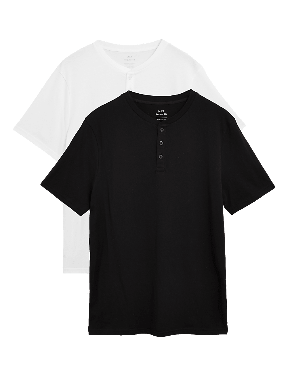 2 Pack Pure Cotton Henley T-Shirts