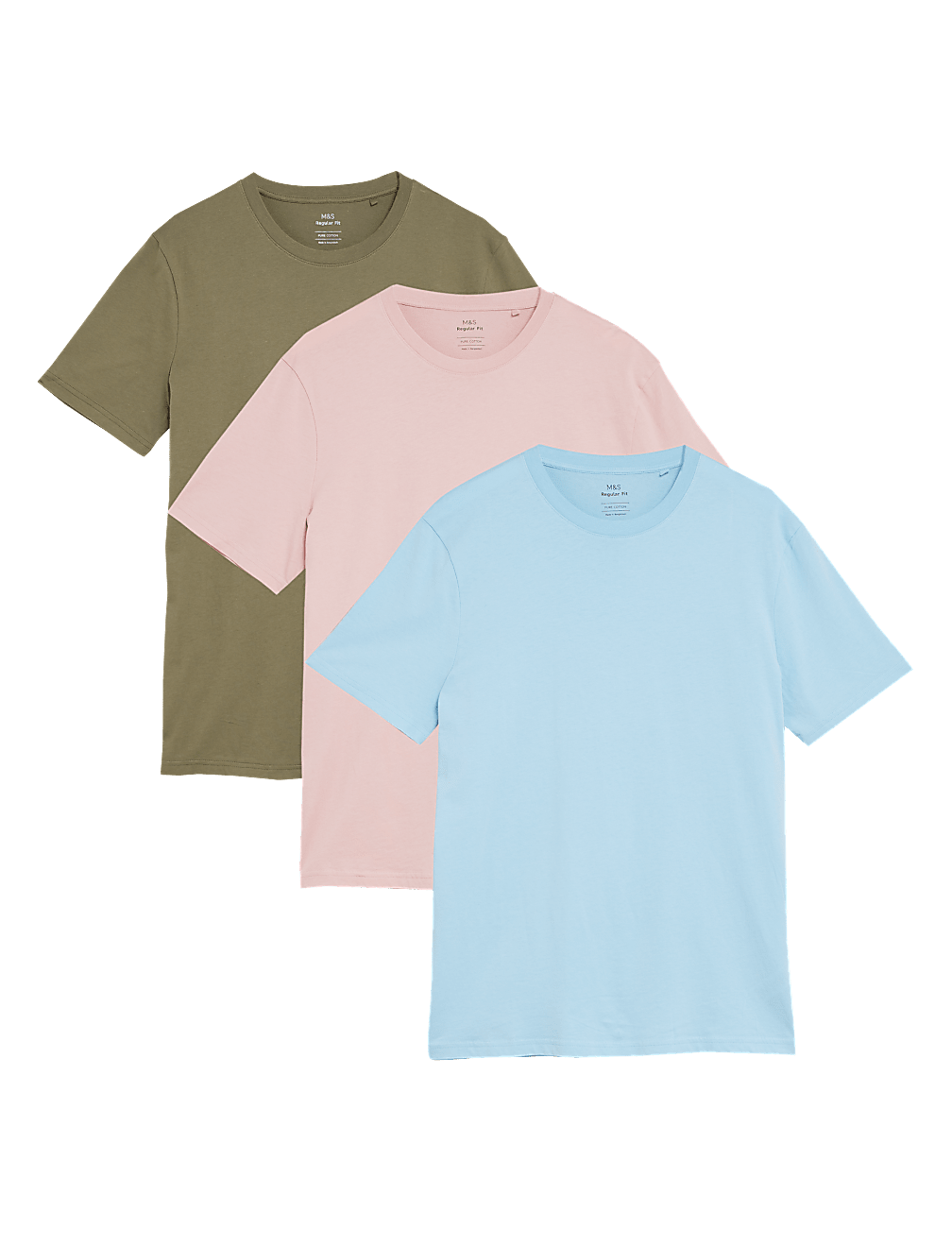 3 Pack Pure Cotton Crew Neck T-Shirts