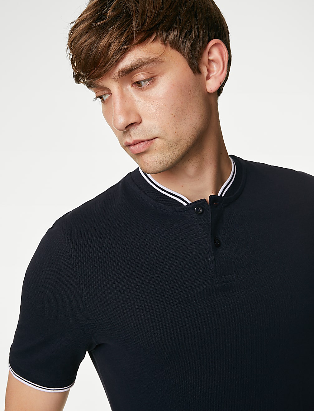Buy Pure Cotton Baseball Collar Polo at Marks Spencer