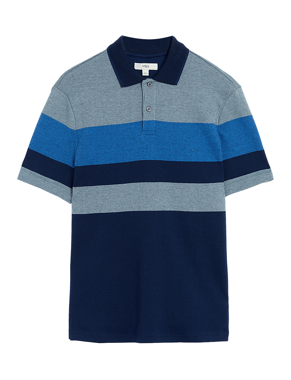 Pure Cotton Double Knit Striped Polo Shirt