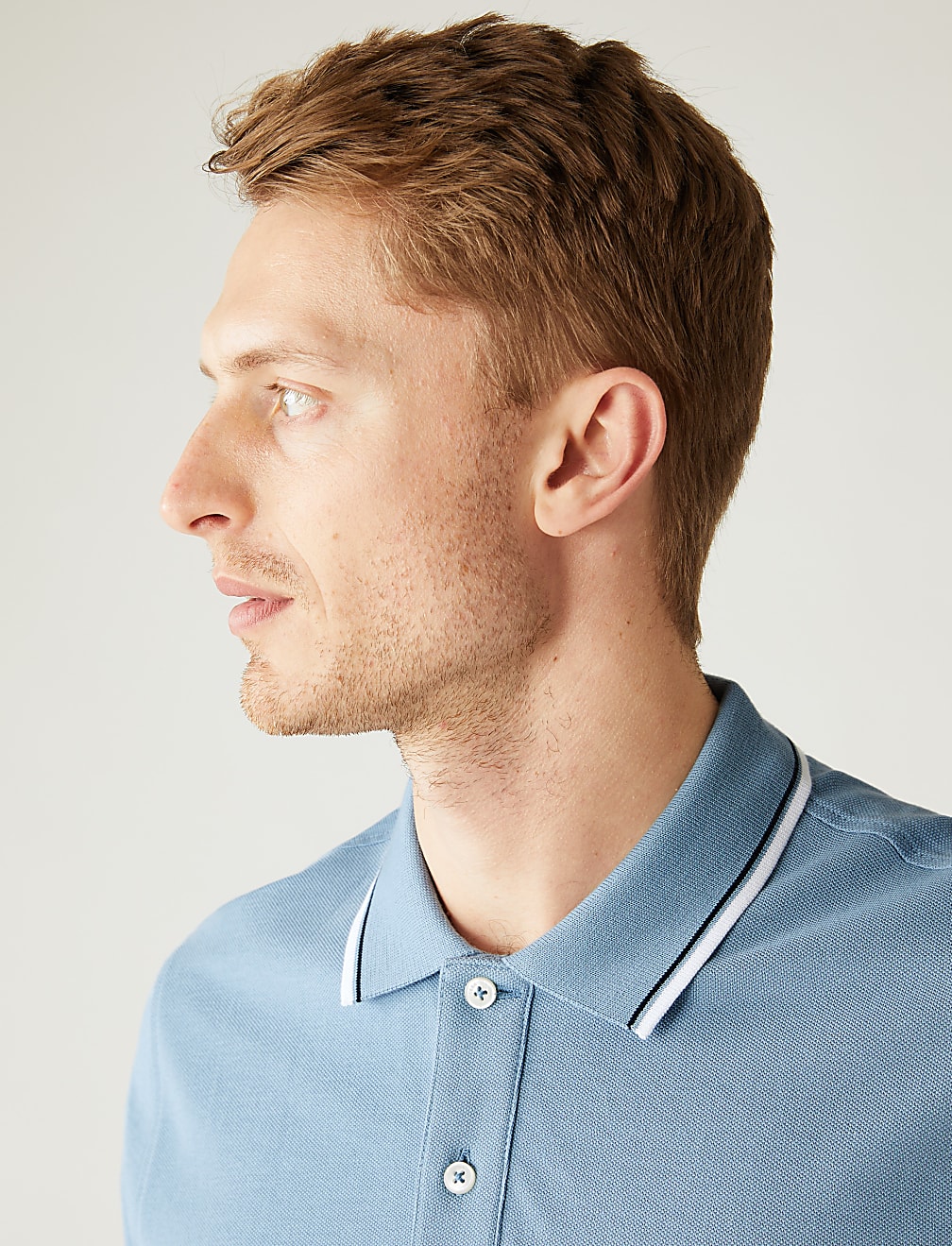 Pure Cotton Pique Tipped Polo Shirt