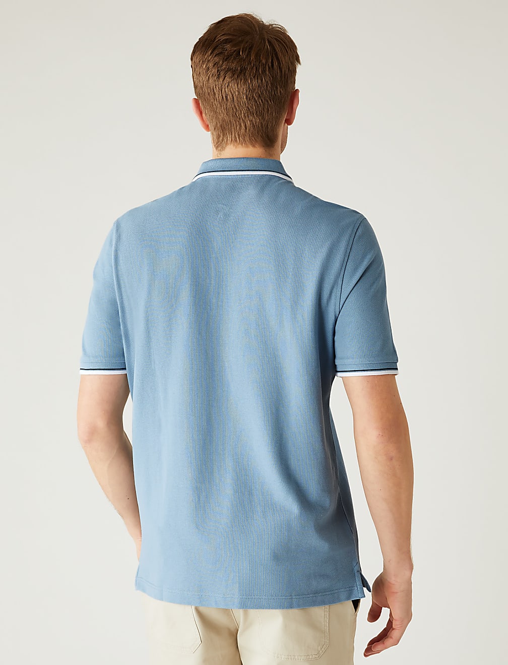 Pure Cotton Pique Tipped Polo Shirt