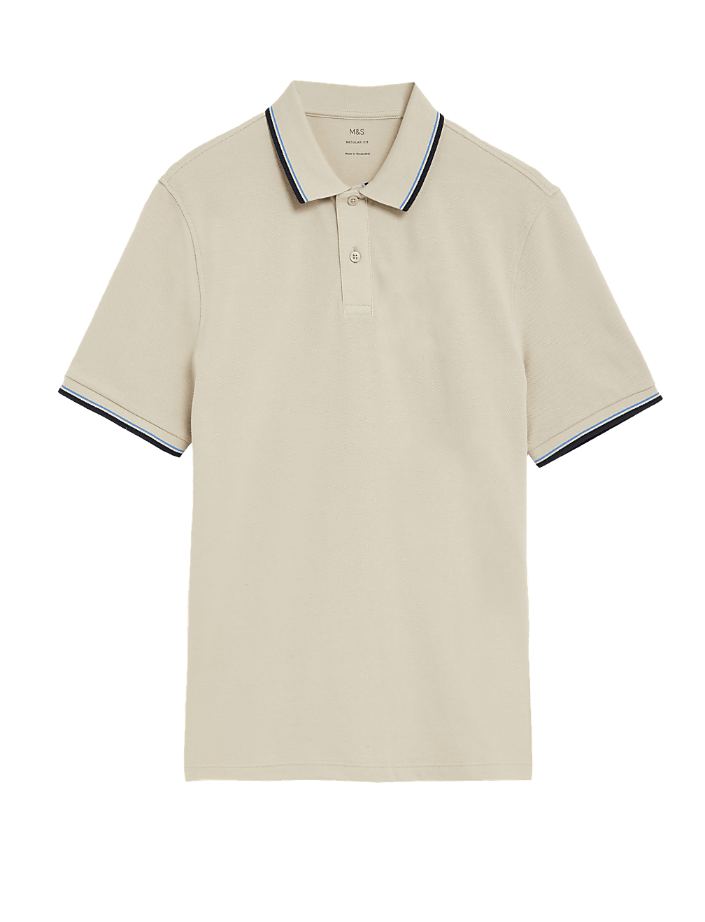 Pure Cotton Pique Tipped Polo Shirt