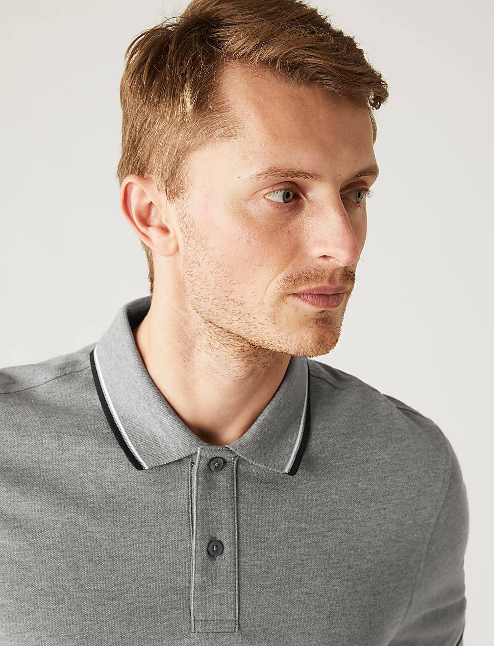 Pure Cotton Pique Tipped Polo Shirt