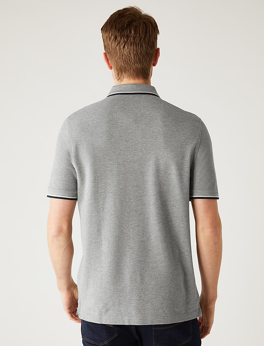 Pure Cotton Pique Tipped Polo Shirt