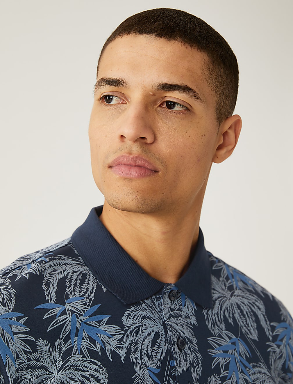 Pure Cotton Palm Print Polo Shirt