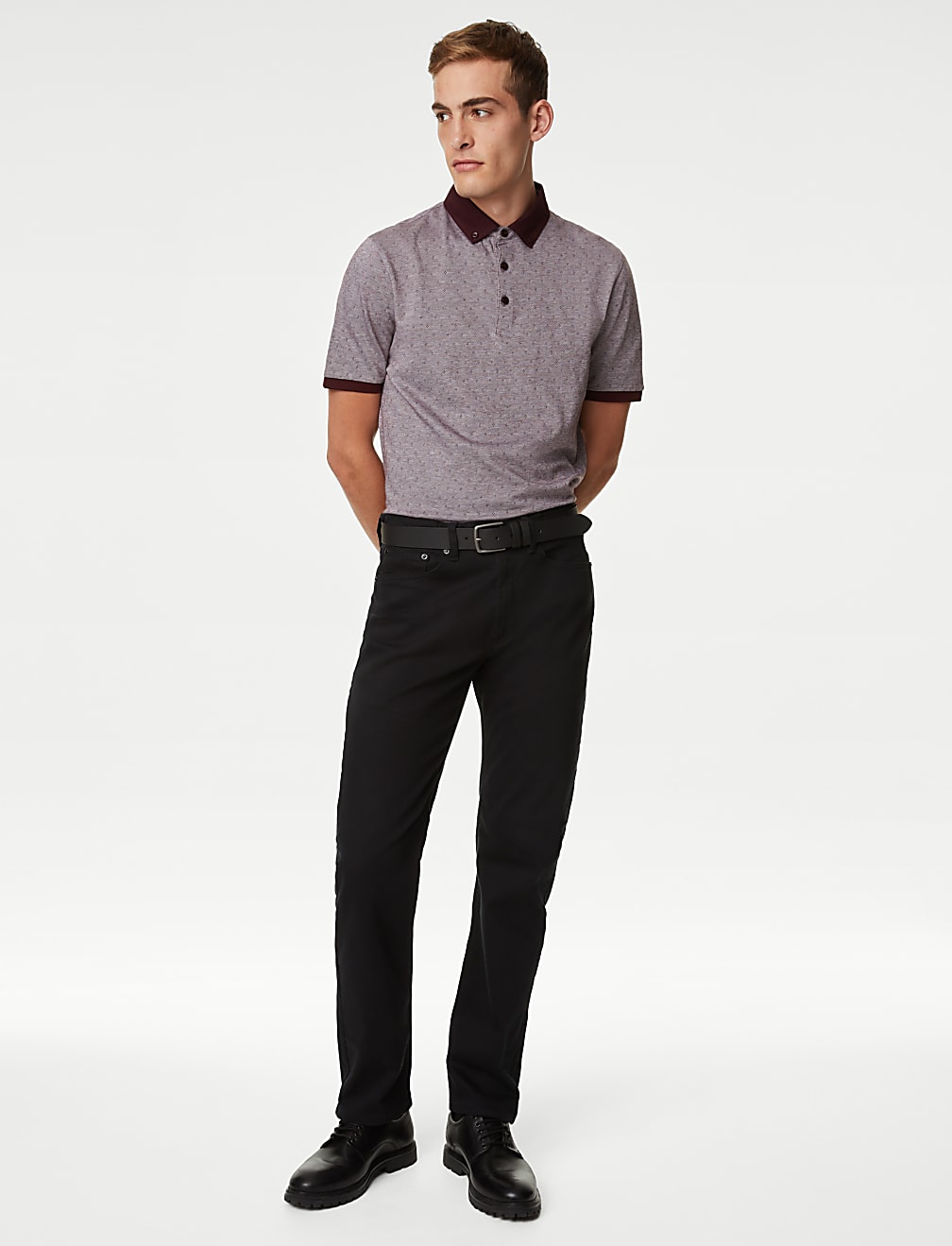 Pure Cotton Jacquard Polo Shirt