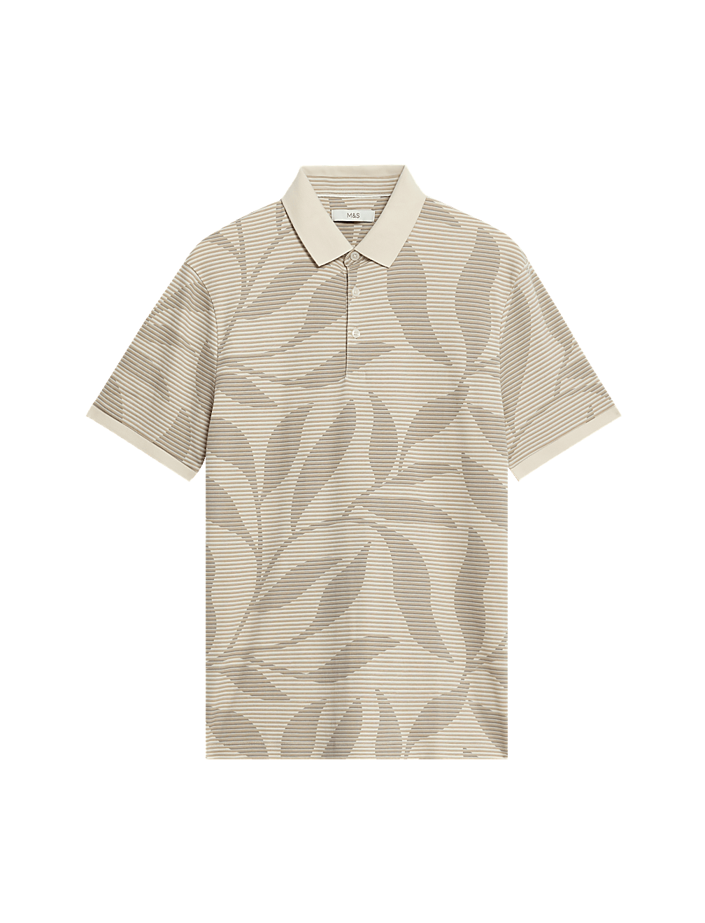 Pure Cotton Leaf Print Polo Shirt