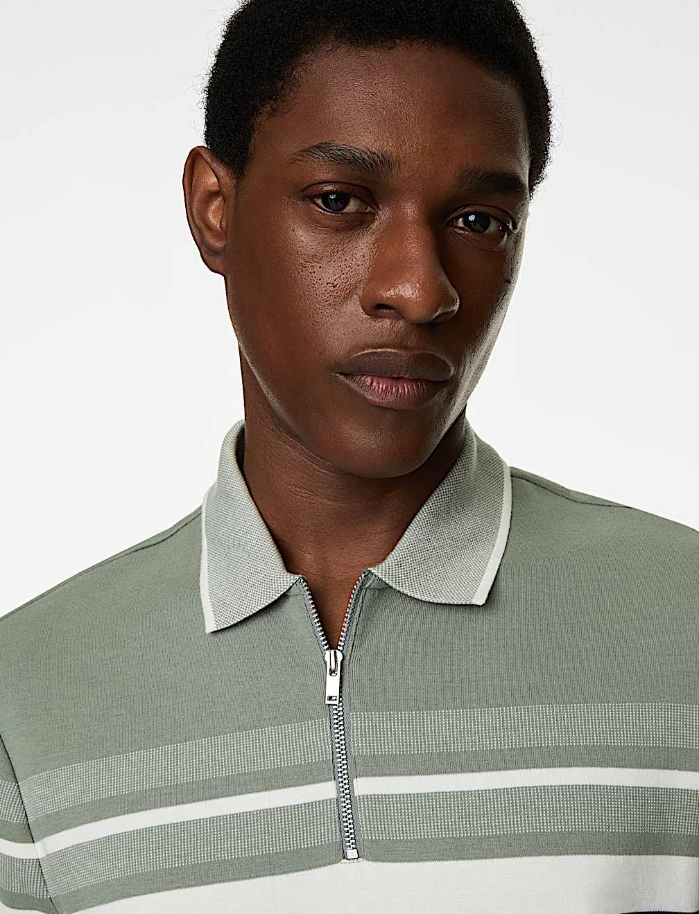 Pure Cotton Double Knit Striped Polo Shirt