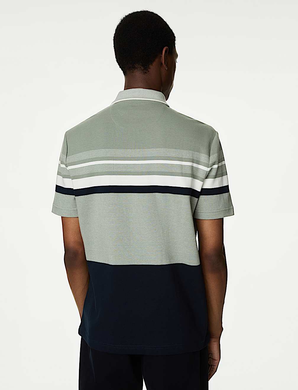 Pure Cotton Double Knit Striped Polo Shirt