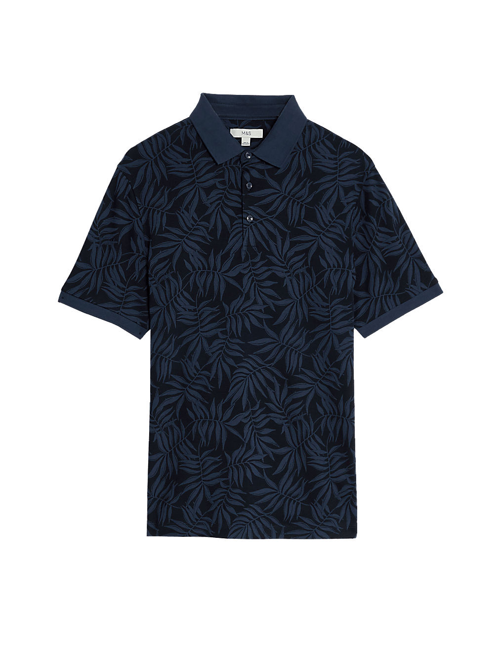 Pure Cotton Leaf Print Polo Shirt