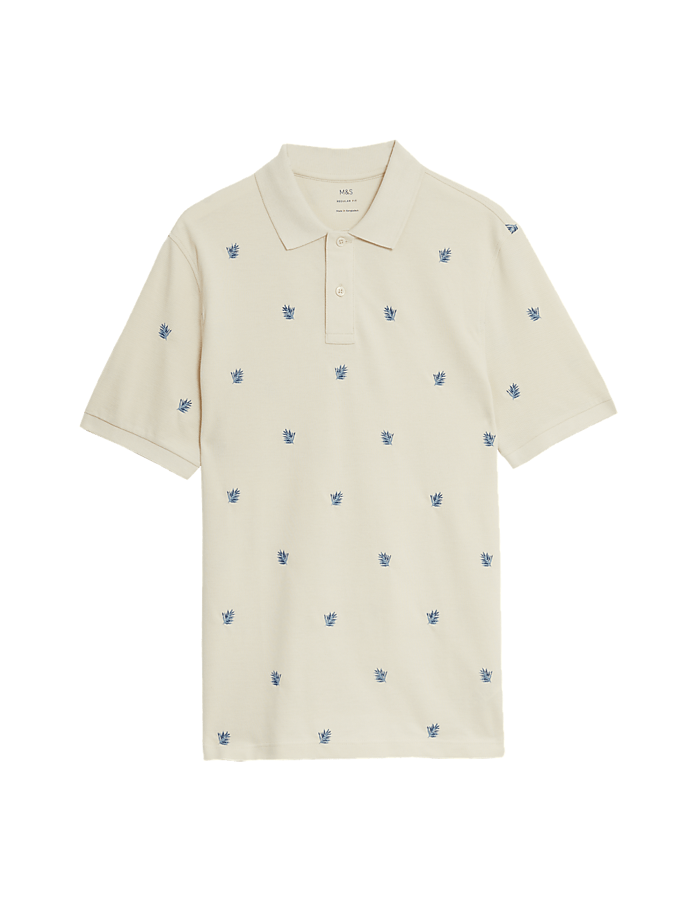 Pure Cotton Embroidered Leaf Polo Shirt