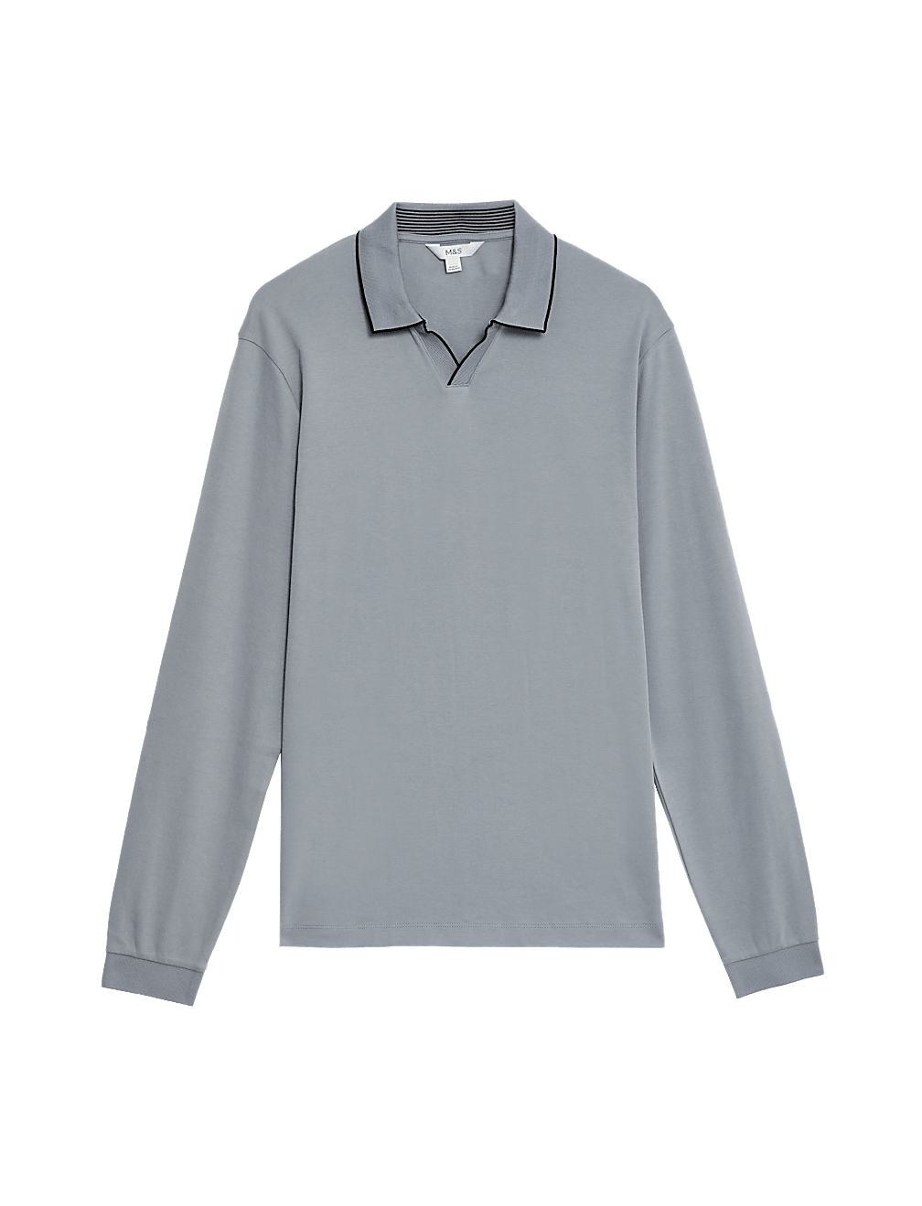 Pure Cotton Tipped Long Sleeve Polo Shirt