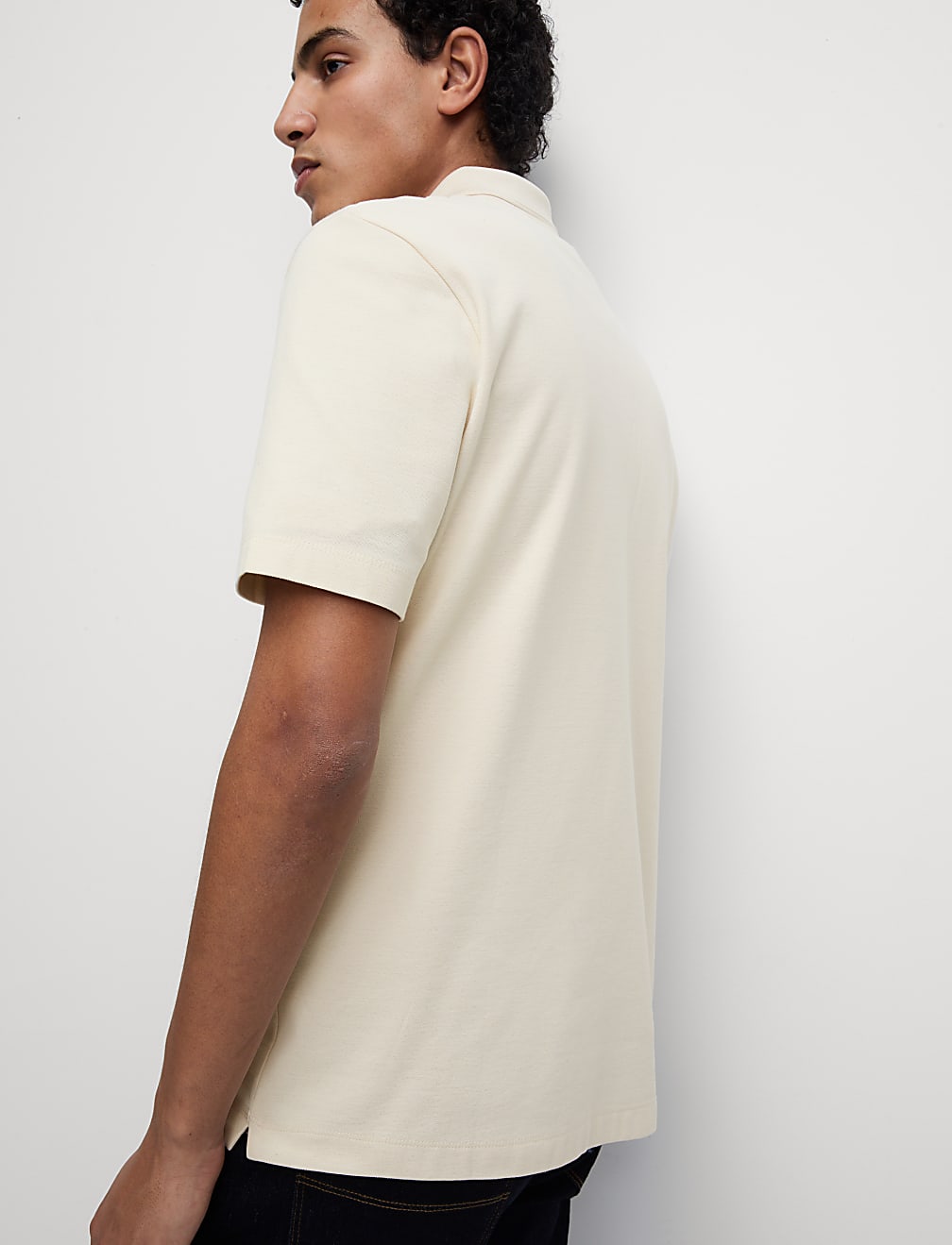 Pure Cotton Textured Pique Polo Shirt