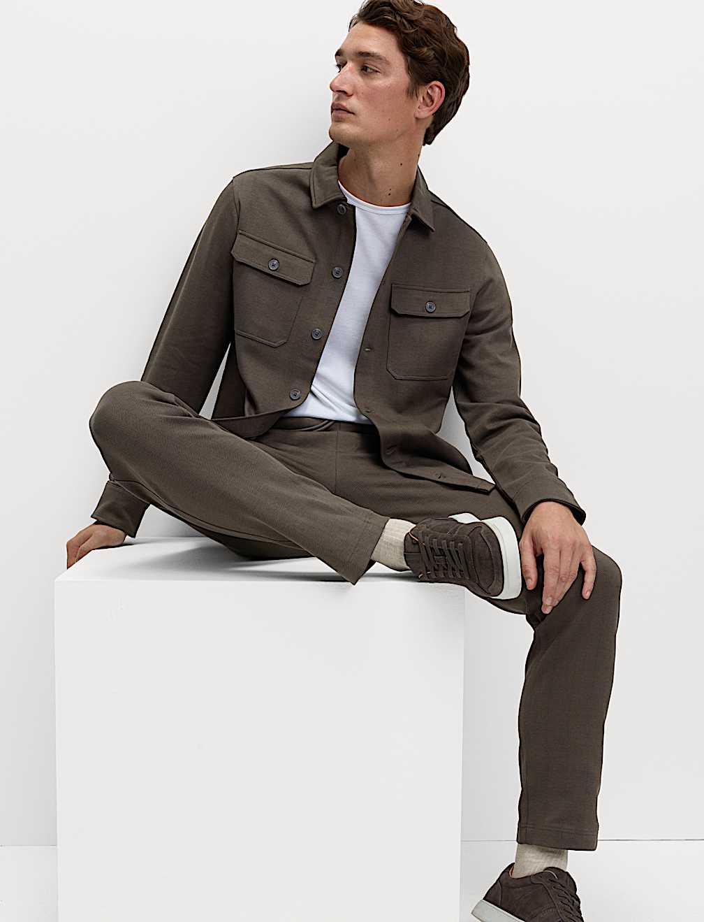 Cotton Rich Herringbone Joggers