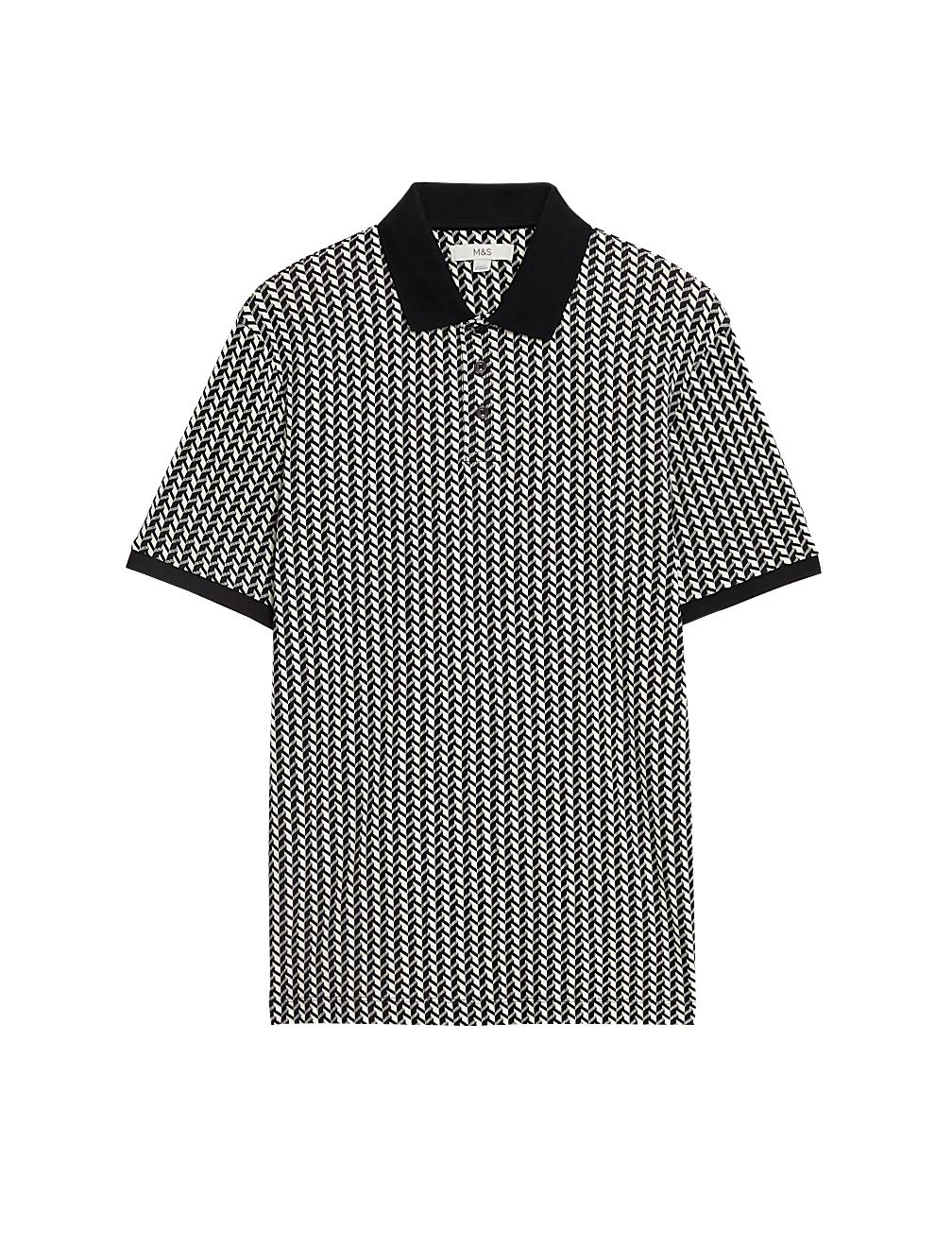 Pure Cotton Geometric Print Polo Shirt