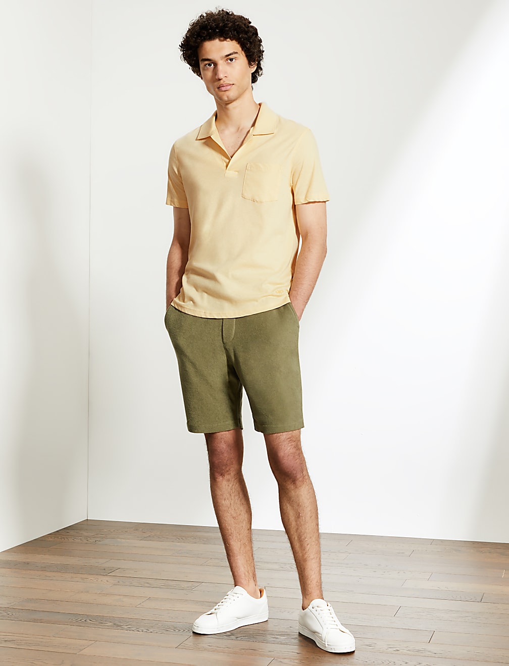 Cotton And Linen Open Collar Polo Shirt