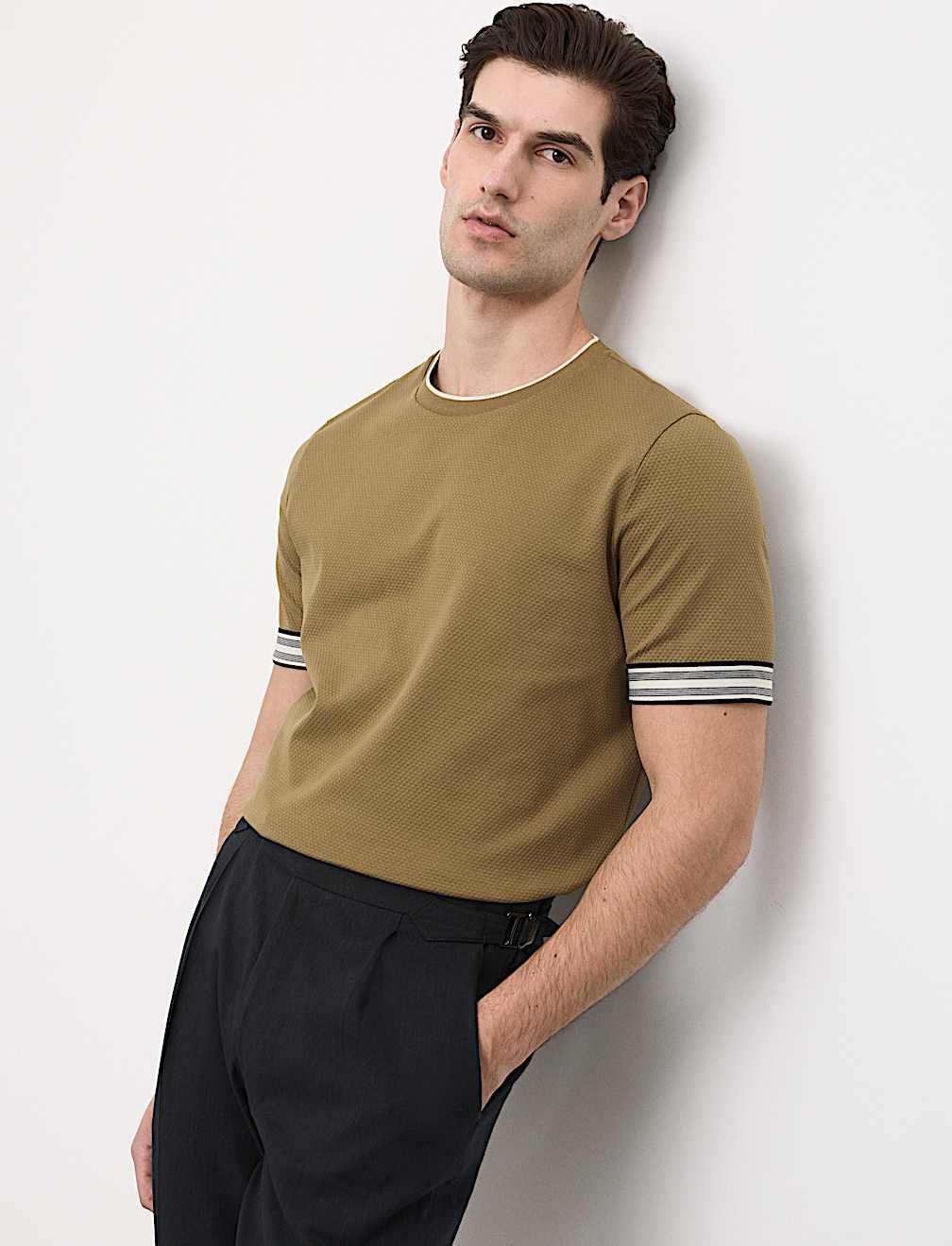 Pure Cotton Banded Cuff Popcorn T-shirt