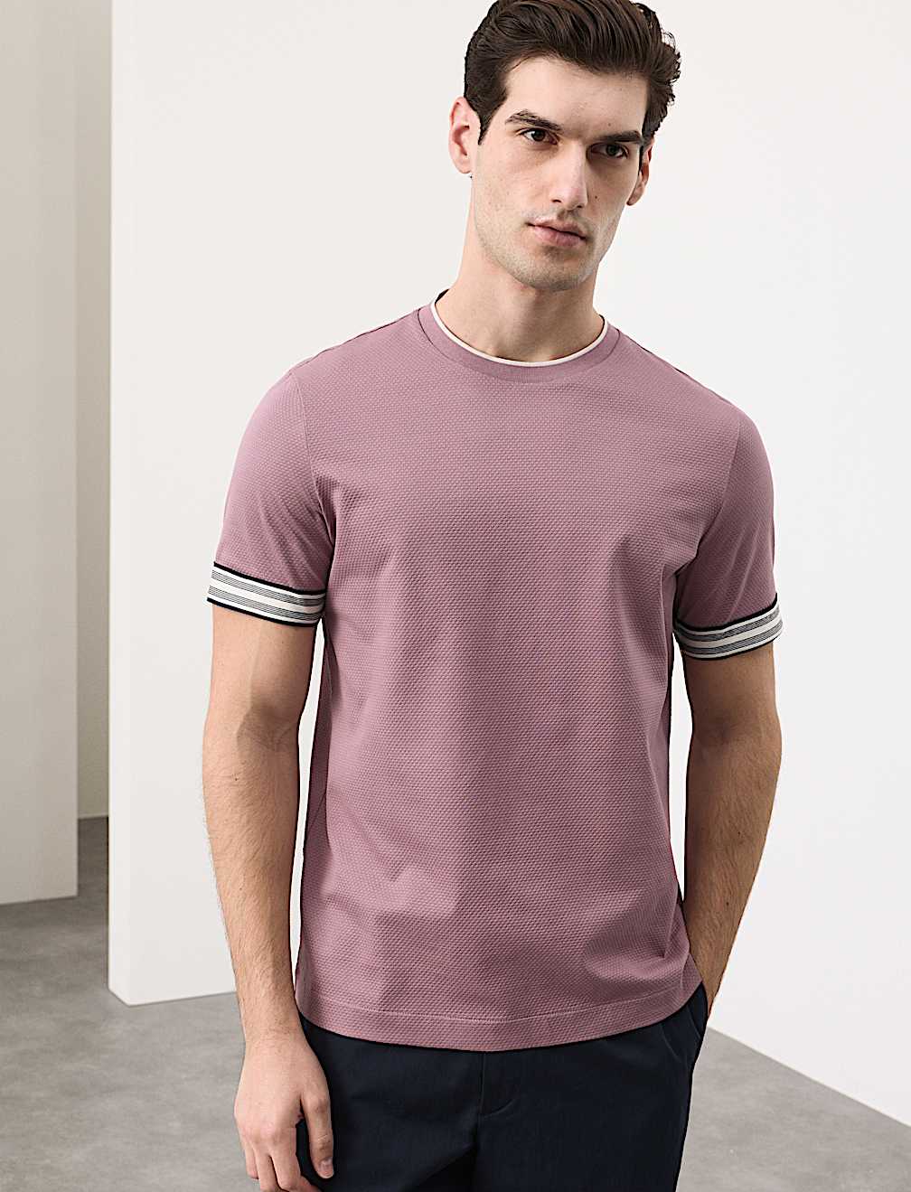 Pure Cotton Banded Cuff Popcorn T-shirt