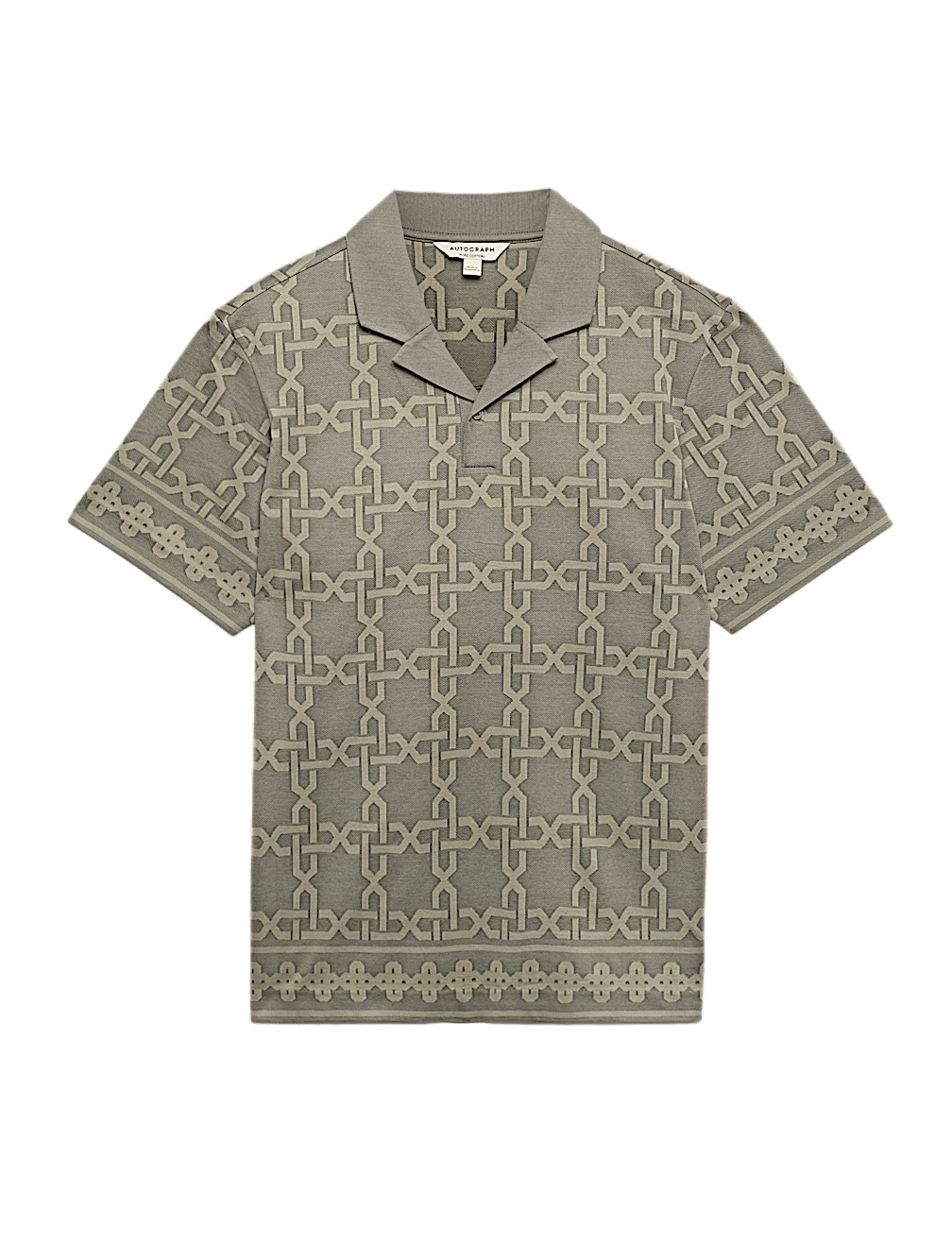 Pure Cotton AOP Geo Revere Jacquard Polo
