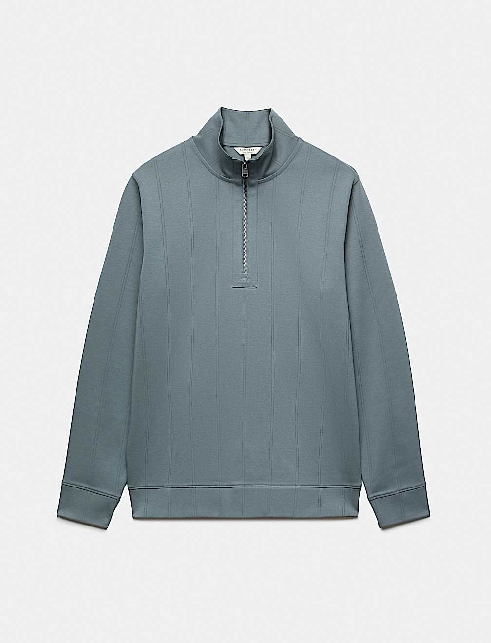 Pure Cotton Textured Striped Half Zip Jacket