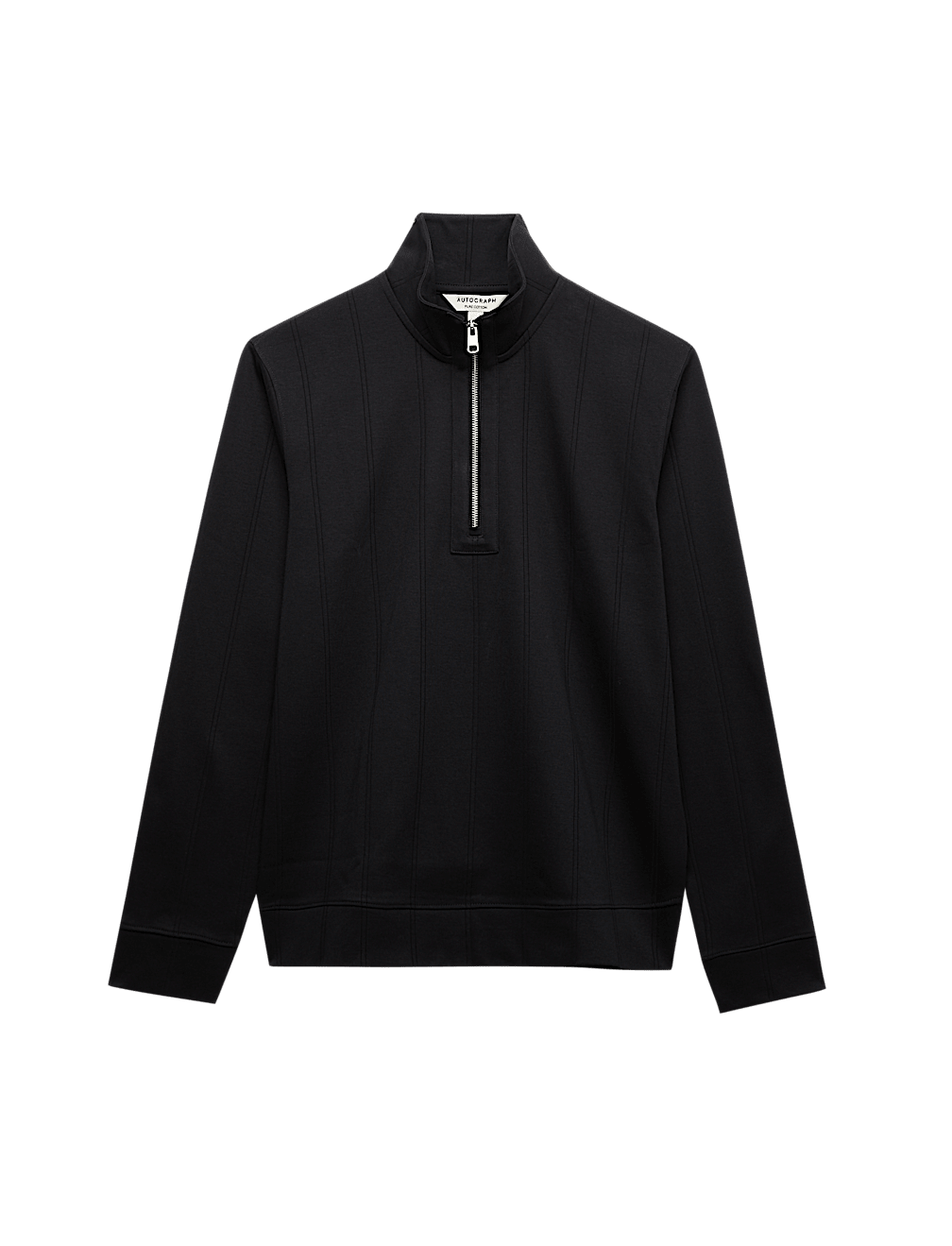 Pure Cotton Textured Striped Half Zip Jacket