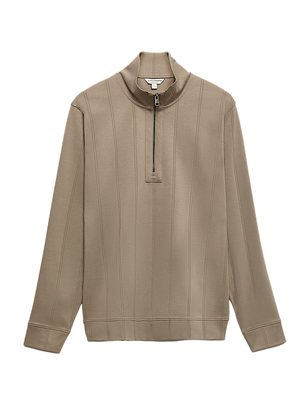 Pure Cotton Drop Needle Striped Half Zip Jacket
