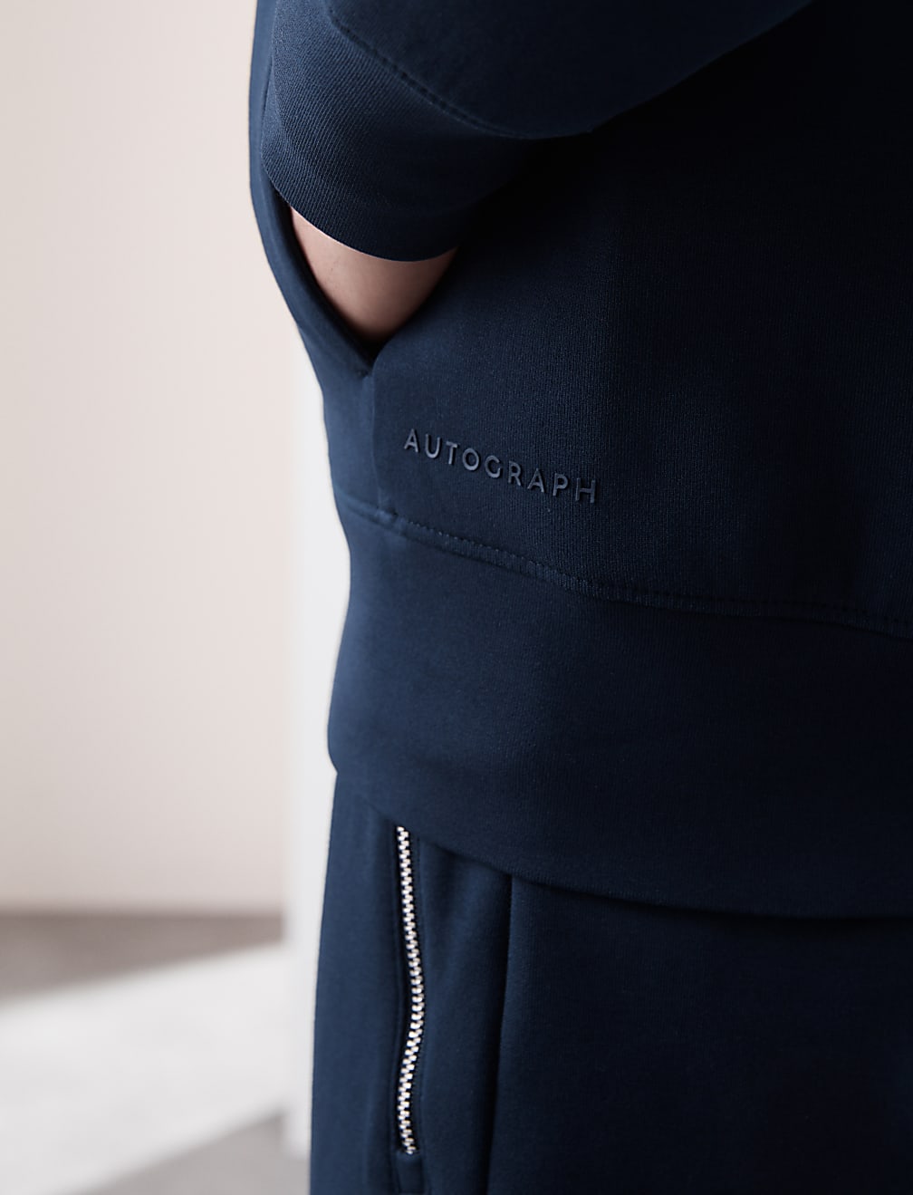 Cotton Rich Zip Up Funnel Neck Jacket