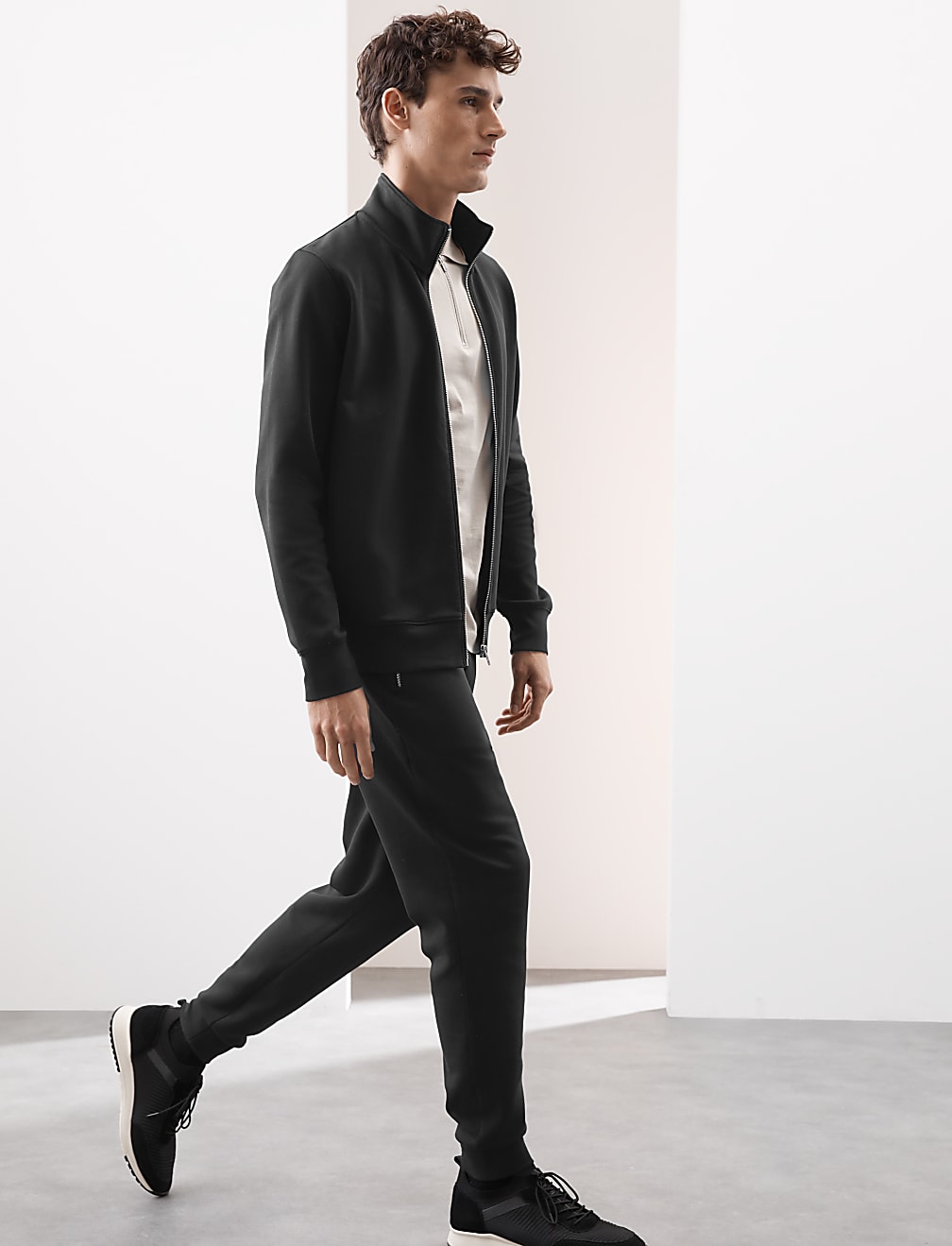 Cotton Rich Zip Up Funnel Neck Jacket